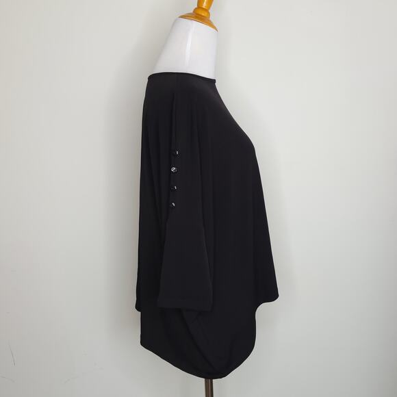 Clara Sun Woo Black Blouse Dolman Sleeve Asymmetrical Hem Pullover XS - Picture 2 of 10